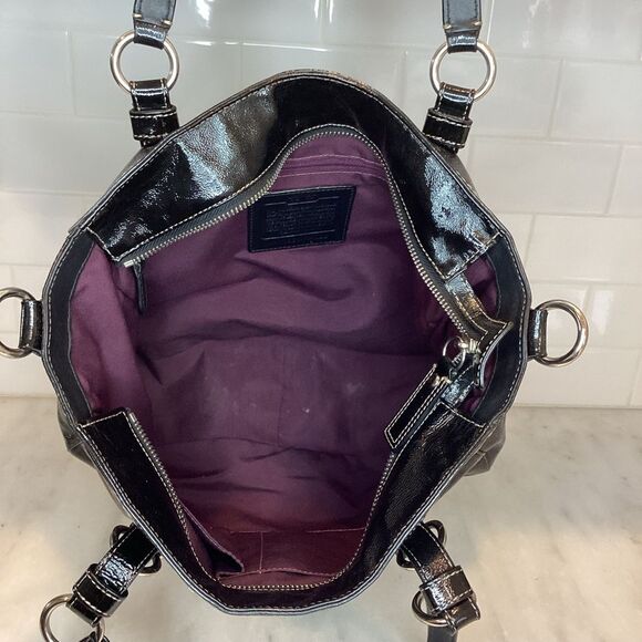 Coach Bag Purse Handbag Chelsea Black Patent Leather Shoulder Bag Pocketbook - Picture 14 of 15
